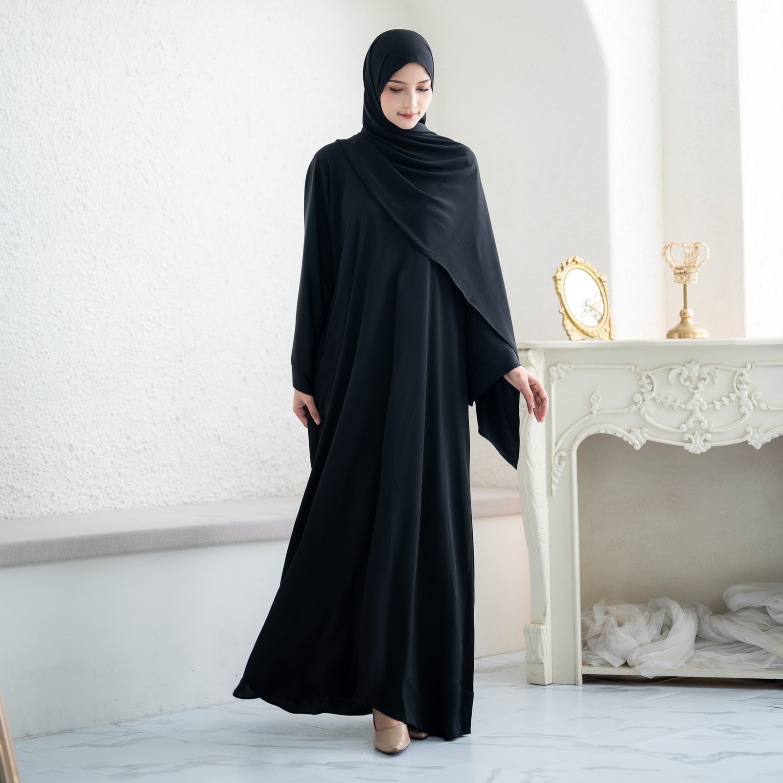 noura abaya awdah – premium textured silk (abaya only)
