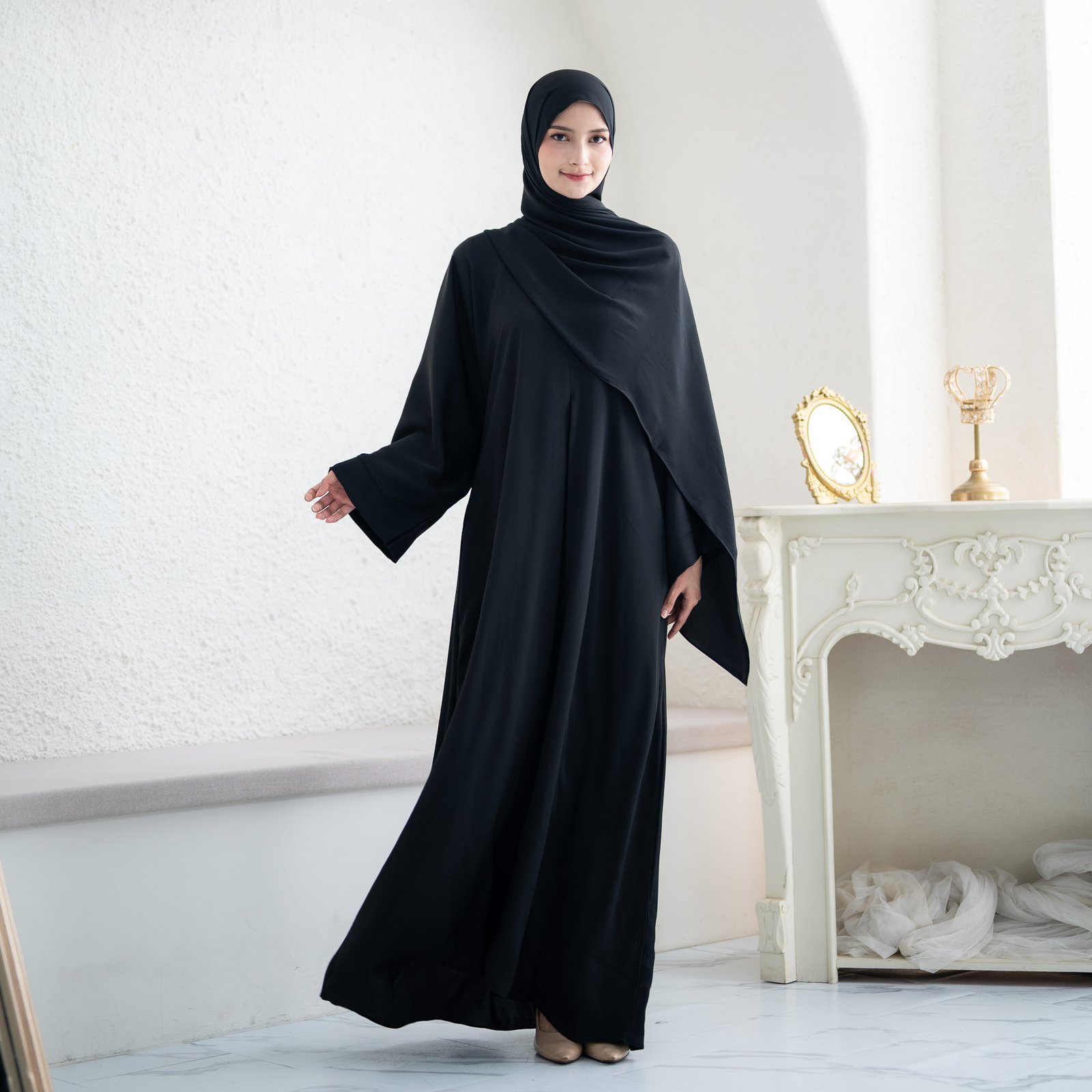 noura abaya awdah – premium textured silk (abaya only)