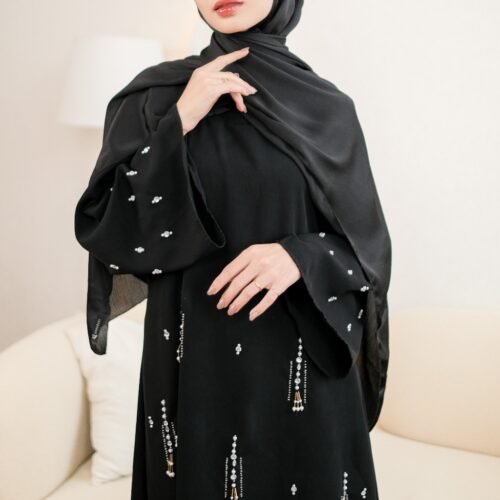 noura abaya awdah premium textured silk (abaya only)