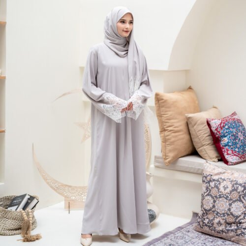 abaya lubna light grey