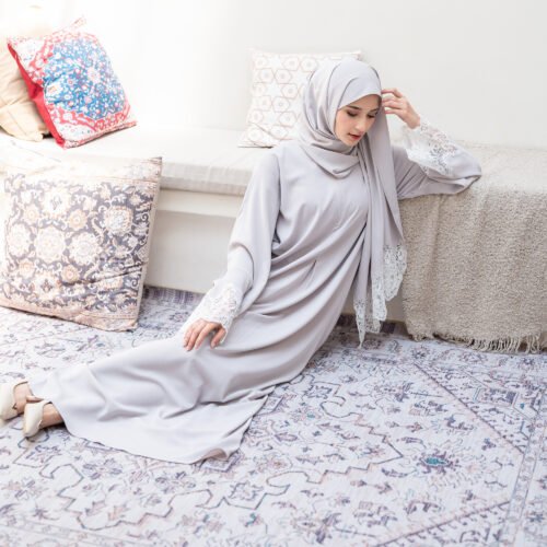 abaya lubna light grey