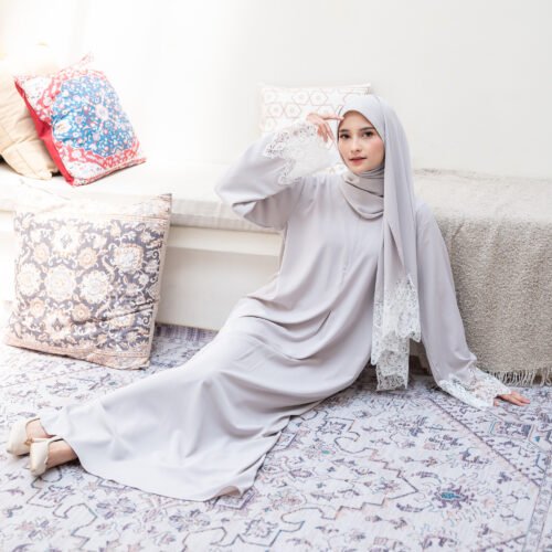 abaya lubna light grey