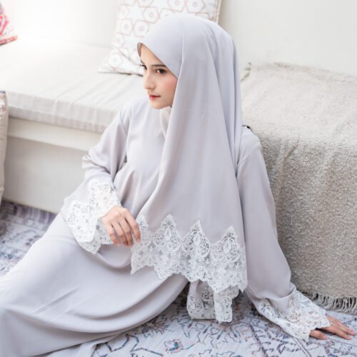 abaya lubna light grey