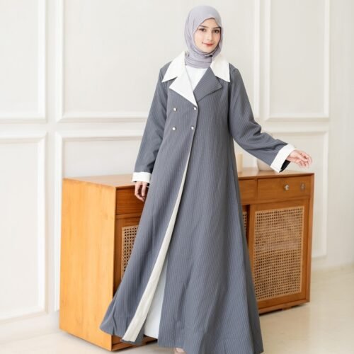 Noura noura abaya outer zenia – prestige wool stripe collection
