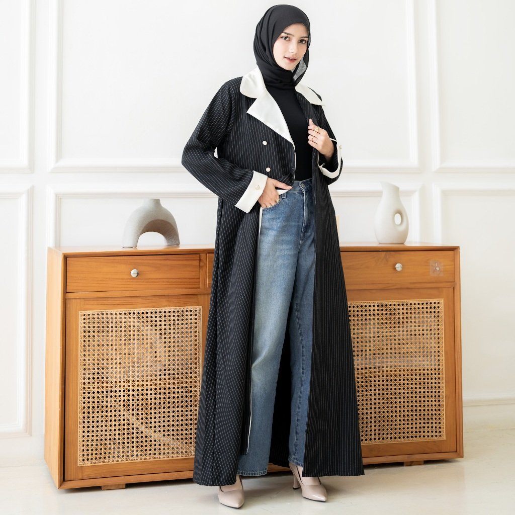 noura abaya outer zenia – prestige wool stripe collection noura abaya outer zenia – prestige wool stripe collection