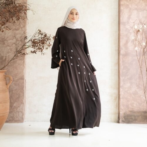 Noura noura amira abayas || gamis || marbella silk dress syari muslim payet mewah hitam