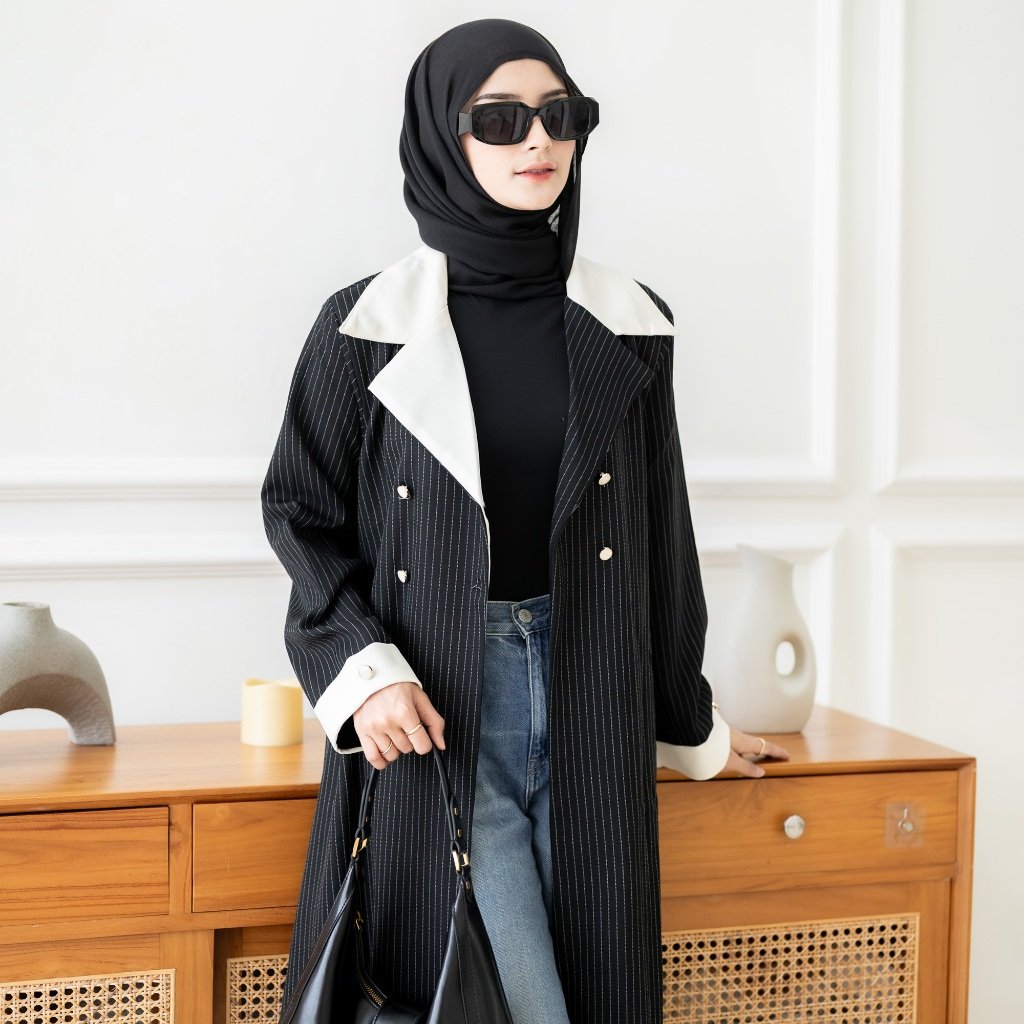 noura abaya outer zenia – prestige wool stripe collection noura abaya outer zenia – prestige wool stripe collection