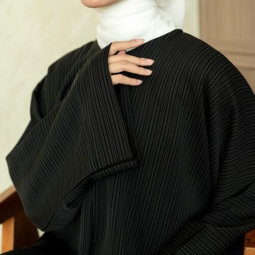Noura noura abaya rawdah jetblack garis gold garis silver allsize premium daily wear