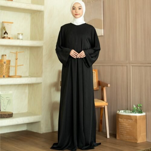 Noura noura abaya rawdah jetblack garis gold garis silver allsize premium daily wear