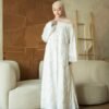 noura abaya outer layla paper silk premium kancing cheongsam black & off white noura abaya outer layla paper silk premium kancing cheongsam black & off white